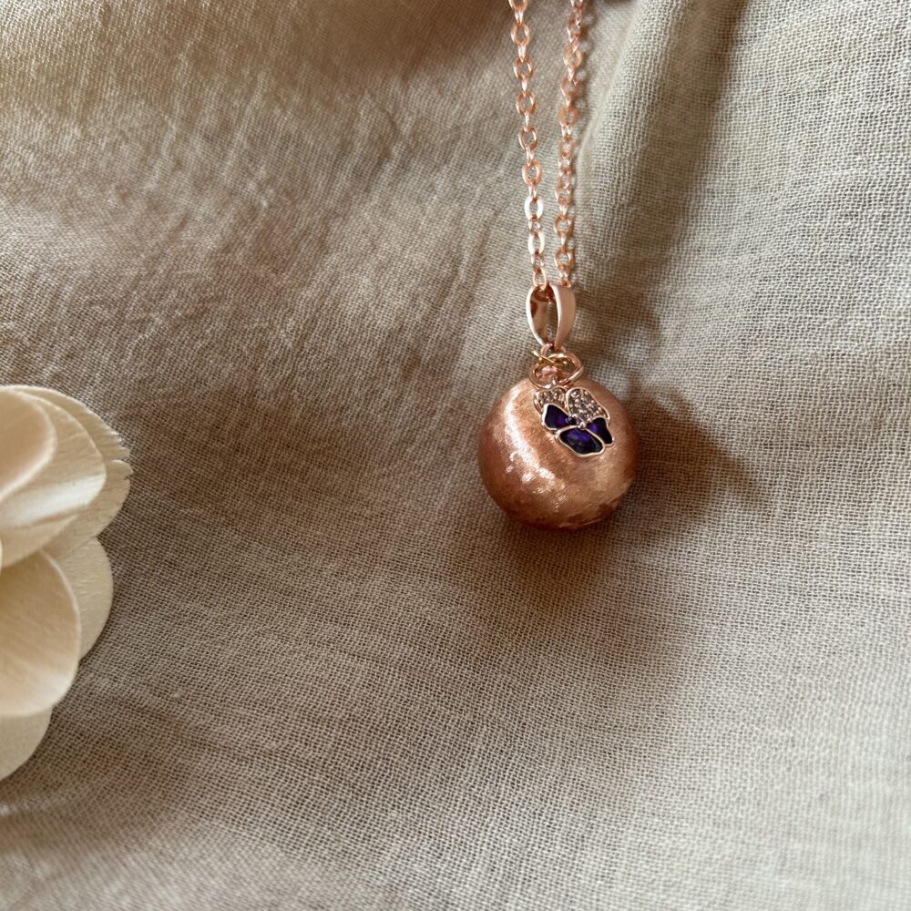 bola de grossesse or rose mat violette